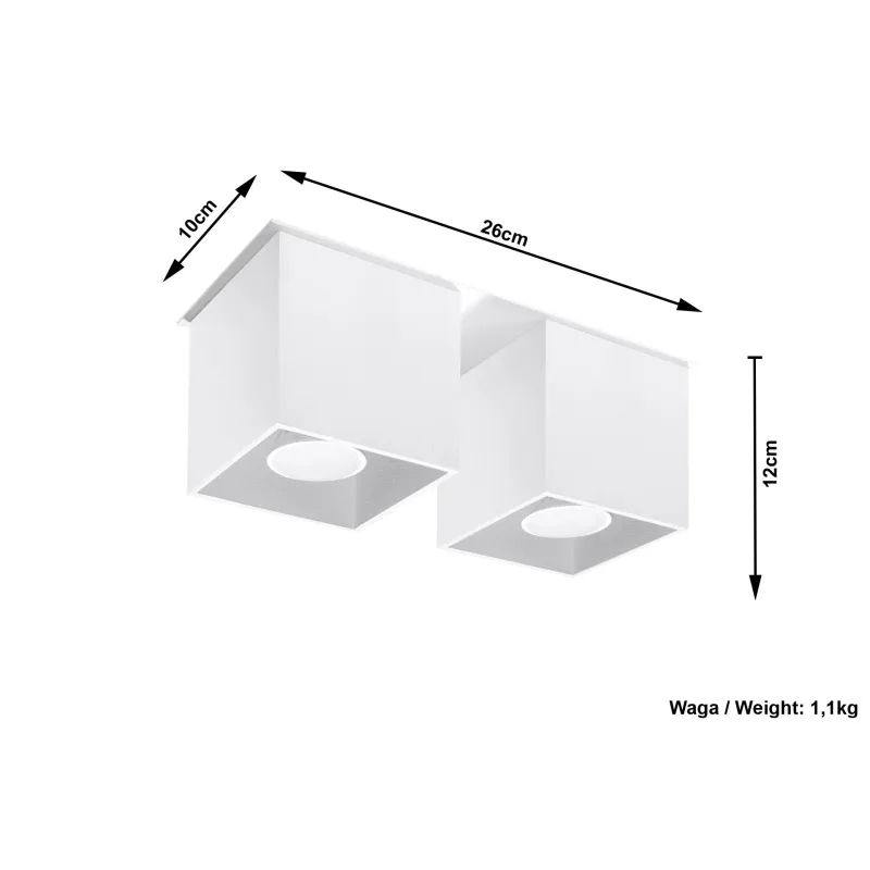 Plafonnier QUAD 2, aluminium, blanc, GU10 - Pas cher