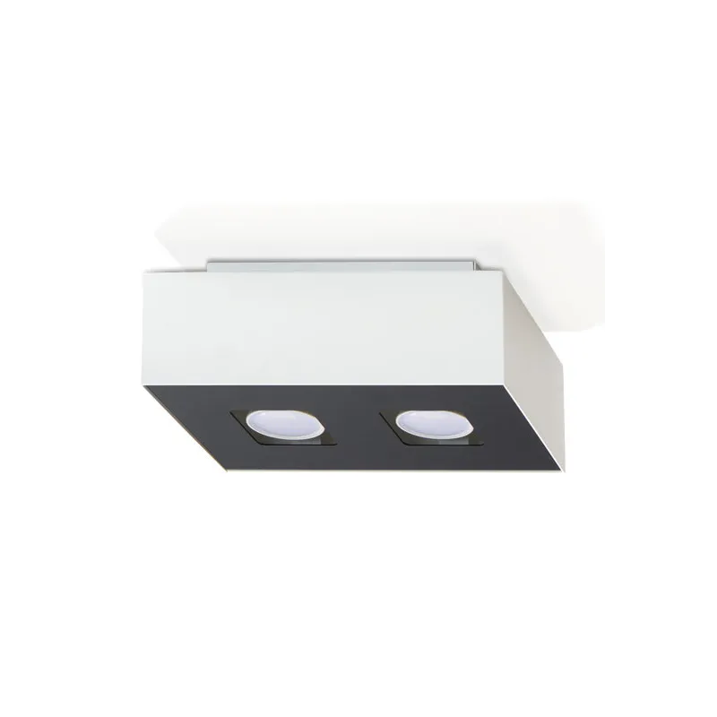 Plafonnier MONO 2, acier, blanc et noir, GU10 - Pas cher