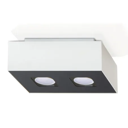 Plafonnier MONO 2, acier, blanc et noir, GU10 - Pas cher
