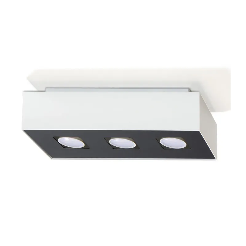 Plafonnier MONO 3, acier, blanc et noir, GU10 - Pas cher