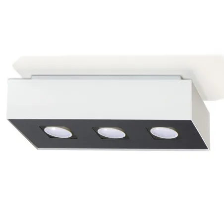 Plafonnier MONO 3, acier, blanc et noir, GU10 - Pas cher