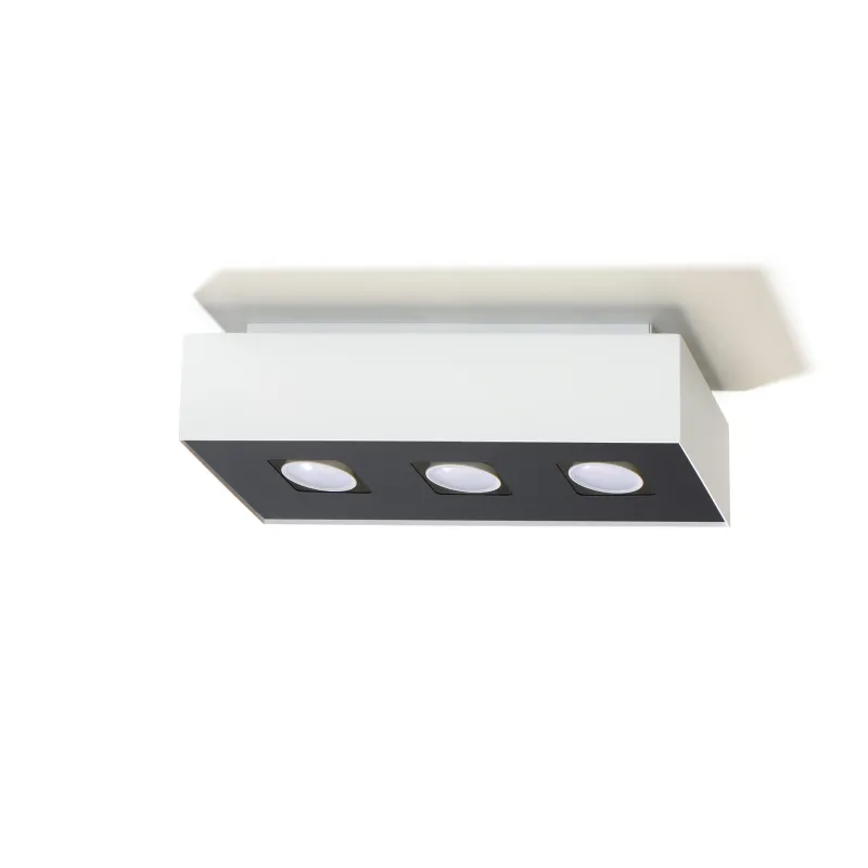 Plafonnier MONO 3, acier, blanc et noir, GU10 - Pas cher