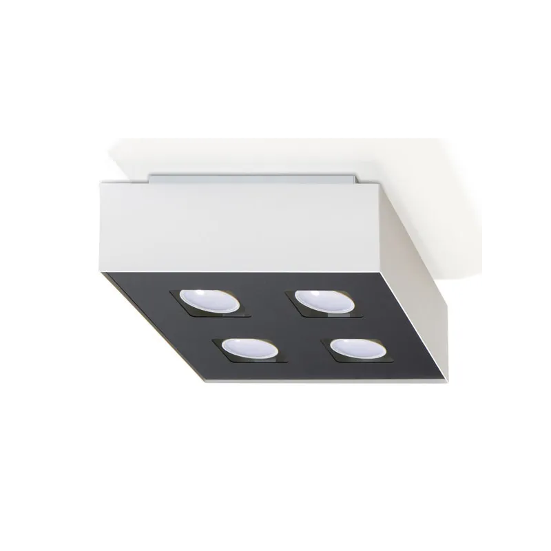 Plafonnier MONO 4, acier, blanc et noir, GU10 - Pas cher