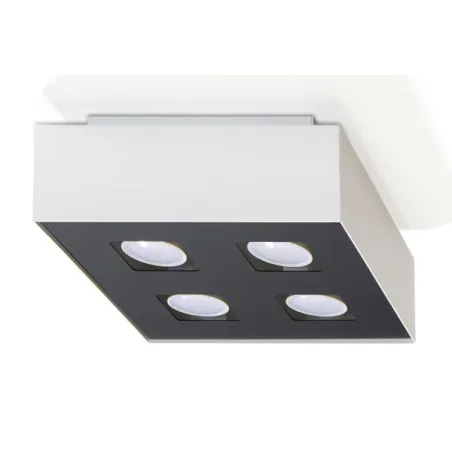 Plafonnier MONO 4, acier, blanc et noir, GU10 - Pas cher