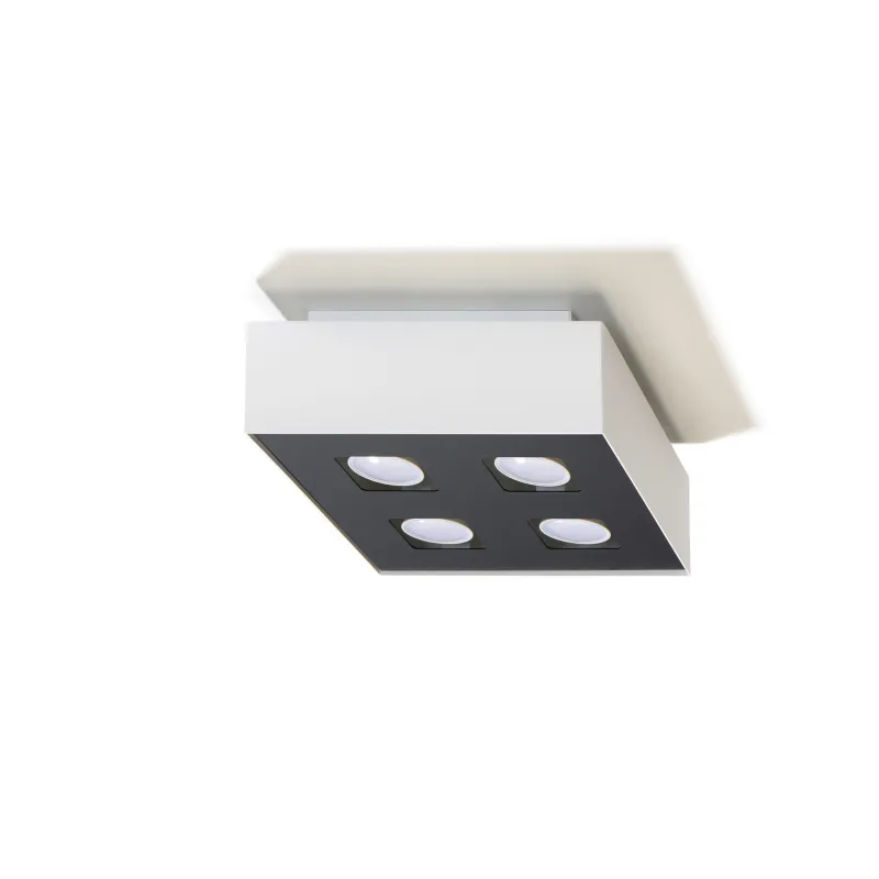 Plafonnier MONO 4, acier, blanc et noir, GU10 - Pas cher
