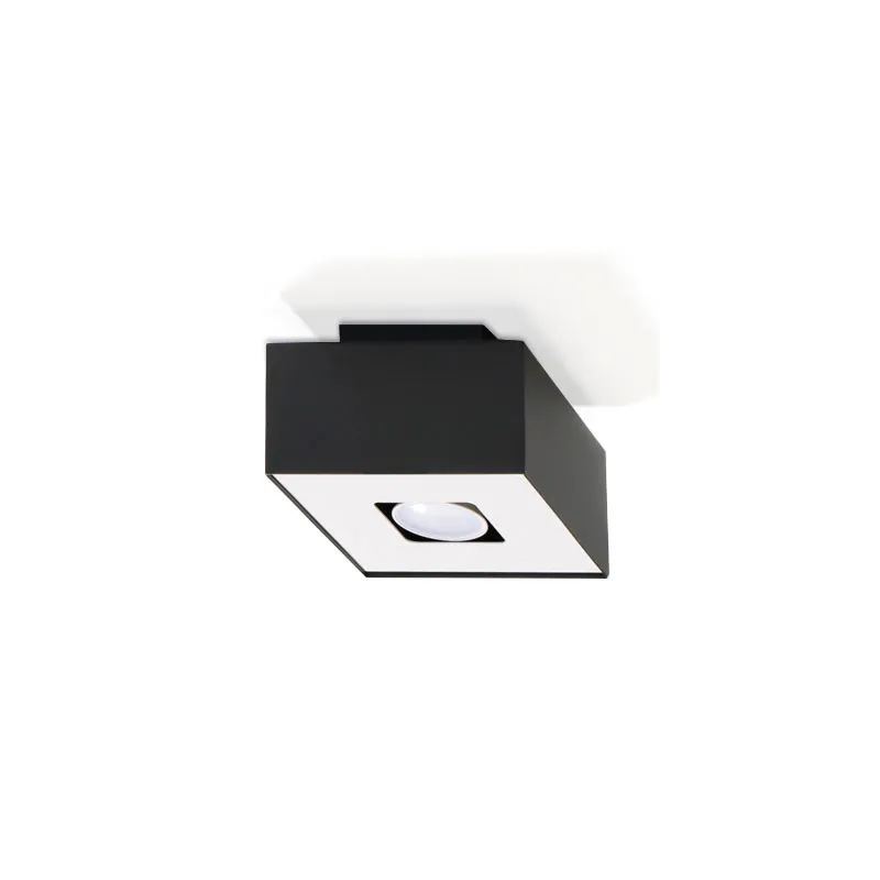Plafonnier MONO 1, acier, noir et blanc, GU10 - Pas cher