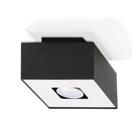 Plafonnier MONO 1, acier, noir et blanc, GU10 - Pas cher