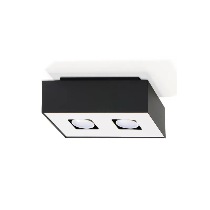 Plafonnier MONO 2, acier, noir et blanc, GU10 - Pas cher