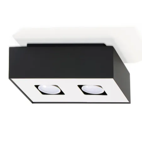 Plafonnier MONO 2, acier, noir et blanc, GU10 - Pas cher