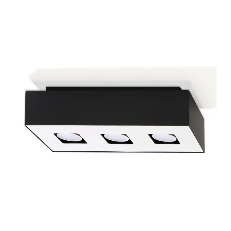 Plafonnier MONO 3, acier, noir et blanc, GU10 - Pas cher