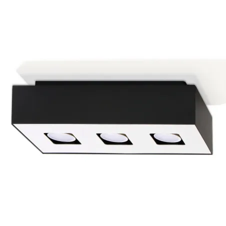 Plafonnier MONO 3, acier, noir et blanc, GU10 - Pas cher