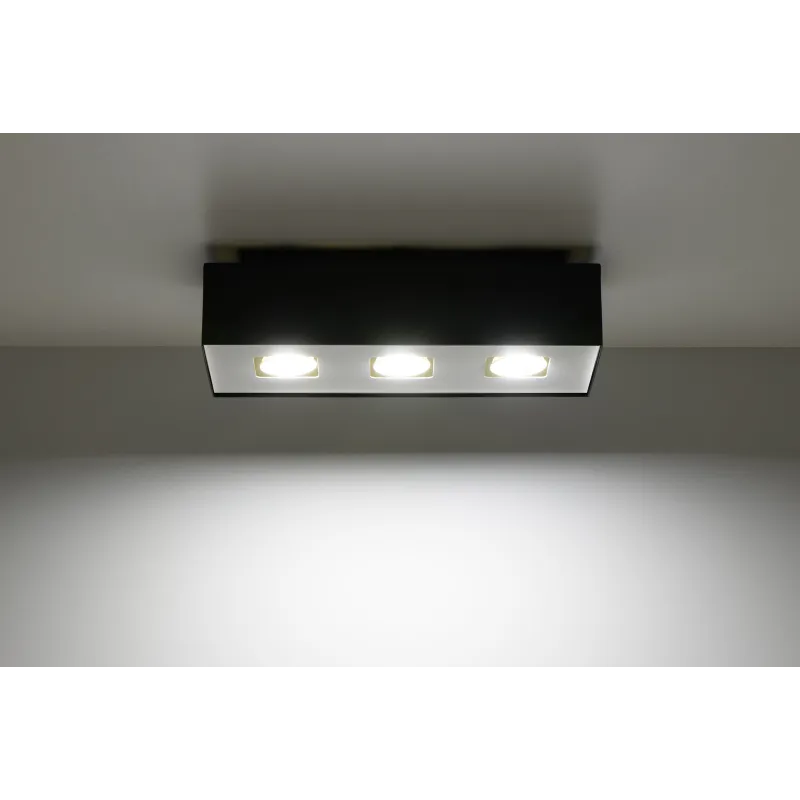 Plafonnier MONO 3, acier, noir et blanc, GU10 - Pas cher