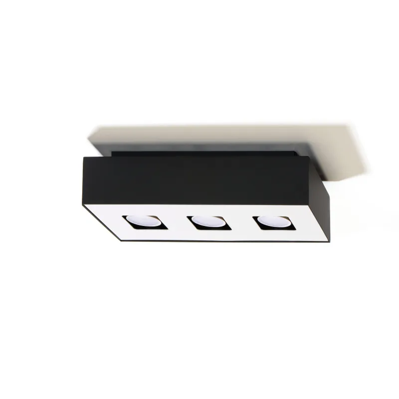 Plafonnier MONO 3, acier, noir et blanc, GU10 - Pas cher
