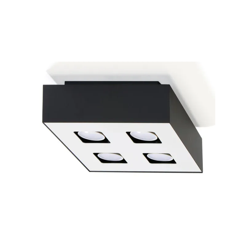 Plafonnier MONO 4, acier, noir et blanc, GU10 - Pas cher