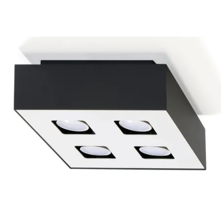 Plafonnier MONO 4, acier, noir et blanc, GU10 - Pas cher