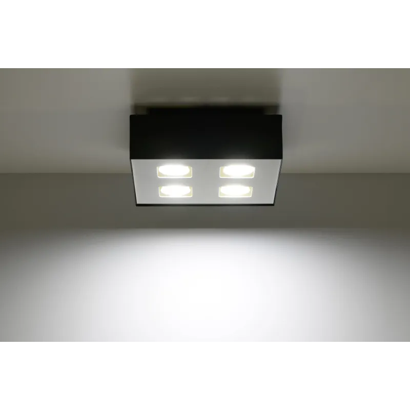 Plafonnier MONO 4, acier, noir et blanc, GU10 - Pas cher