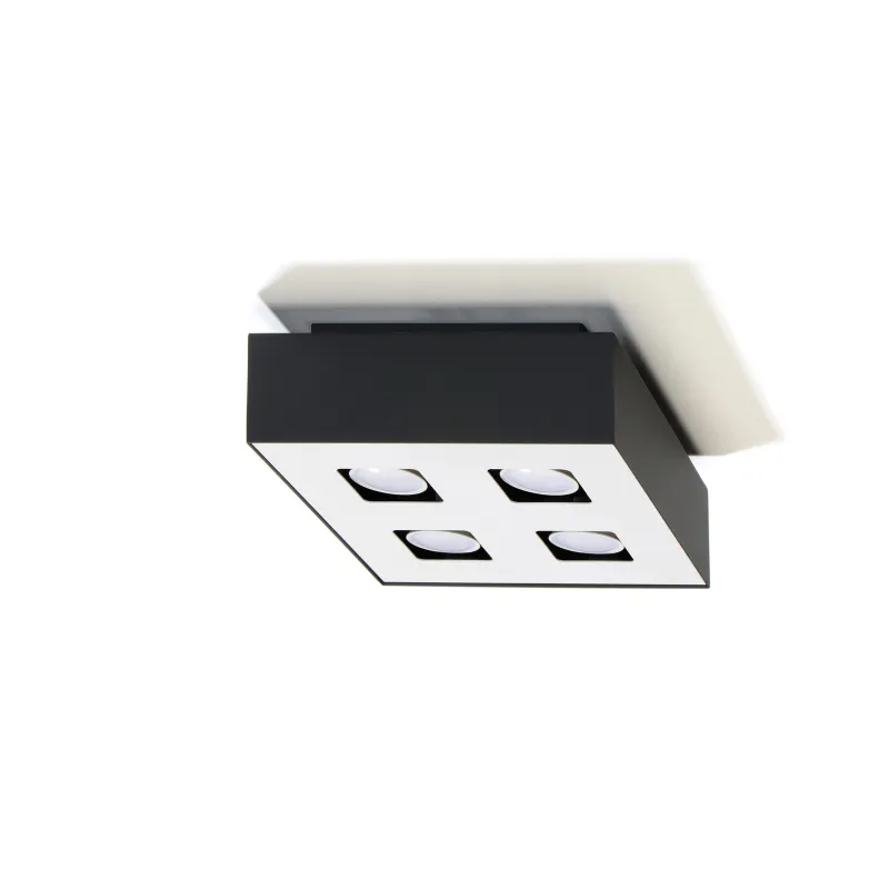 Plafonnier MONO 4, acier, noir et blanc, GU10 - Pas cher