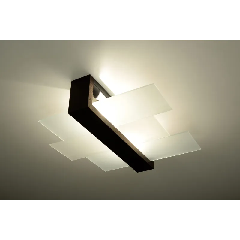 Plafonnier FENIKS 2, bois/verre, wenge, E27 - Pas cher