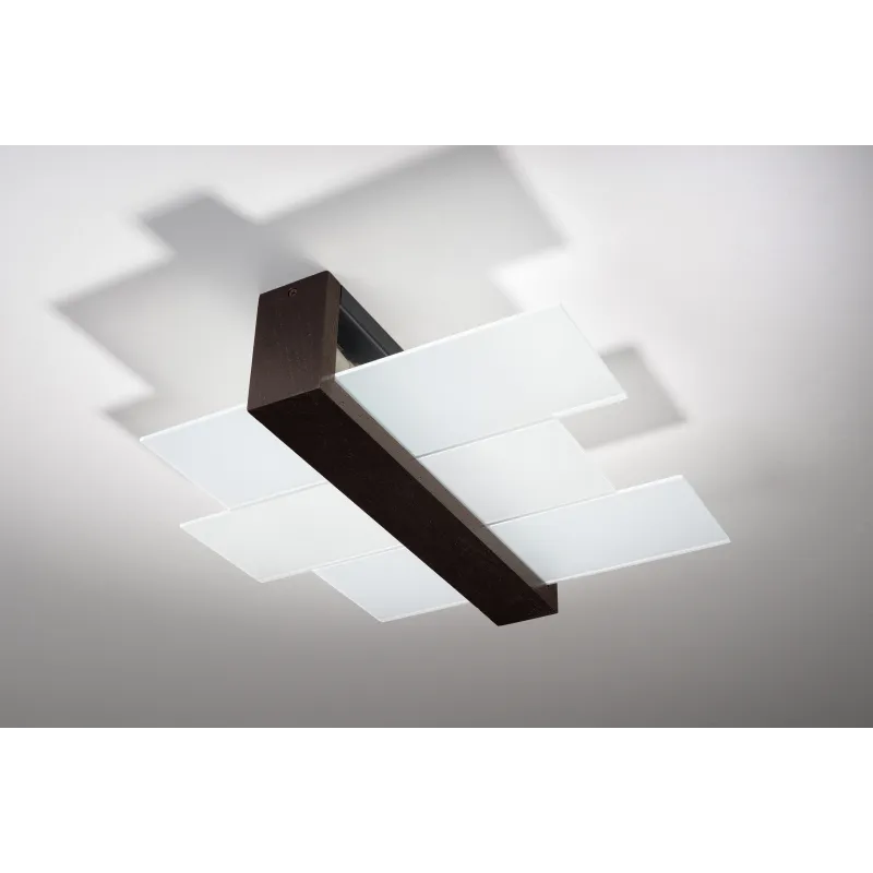 Plafonnier FENIKS 2, bois/verre, wenge, E27 - Pas cher