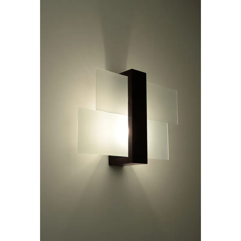 Applique FENIKS 1, bois/verre, wenge, E27 - Pas cher