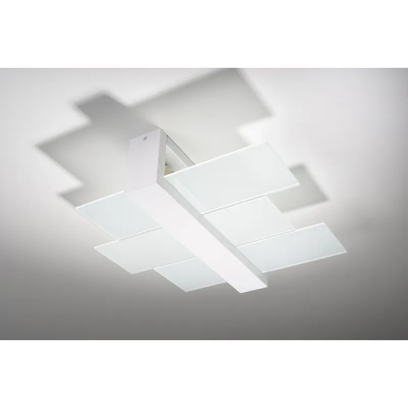 Plafonnier FENIKS 2, bois/verre, blanc, E27 - Pas cher