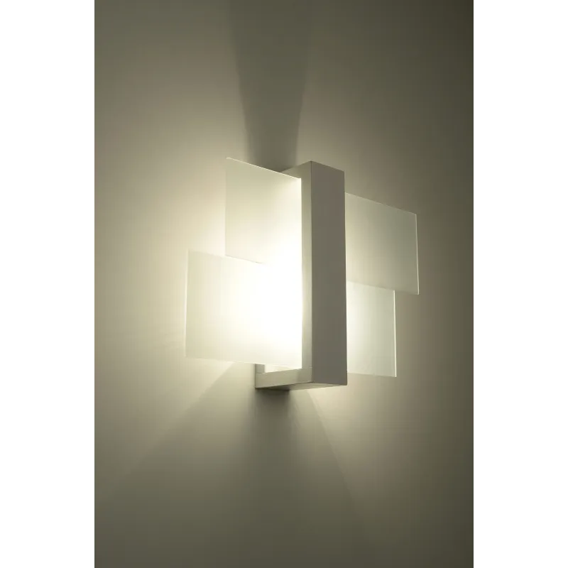 Applique FENIKS 1, bois/verre, blanc, E27 - Pas cher