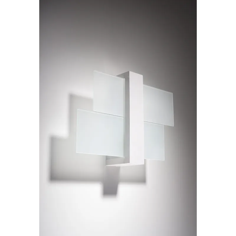 Applique FENIKS 1, bois/verre, blanc, E27 - Pas cher