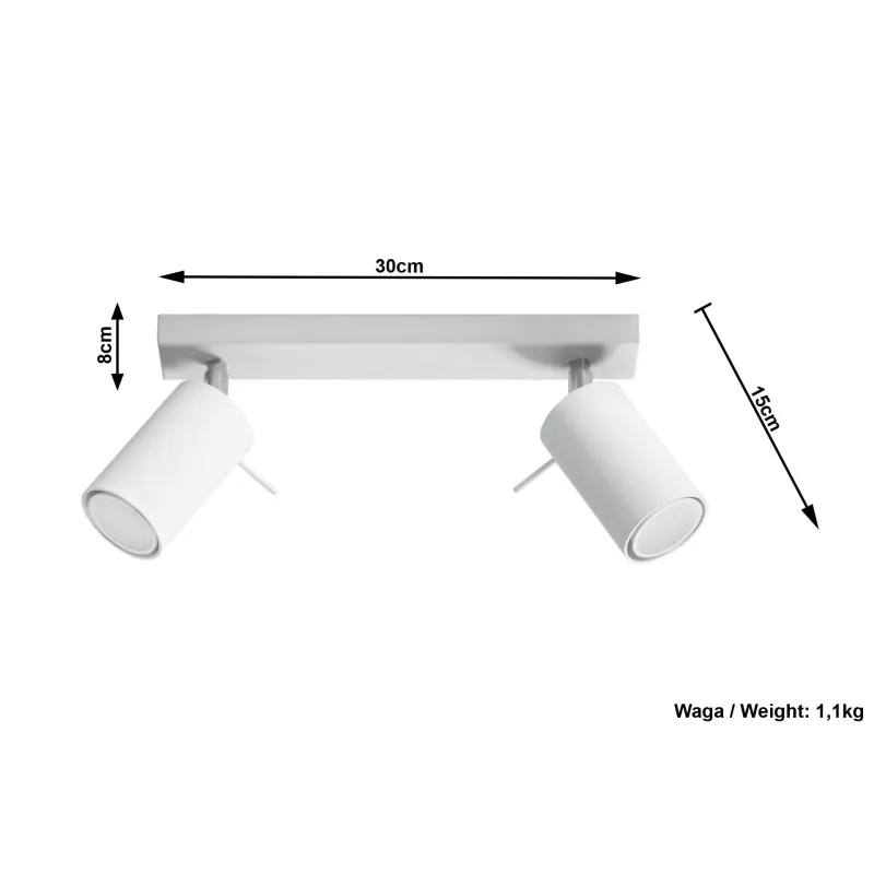 Plafonnier RING 2, acier, blanc, GU10 - Pas cher