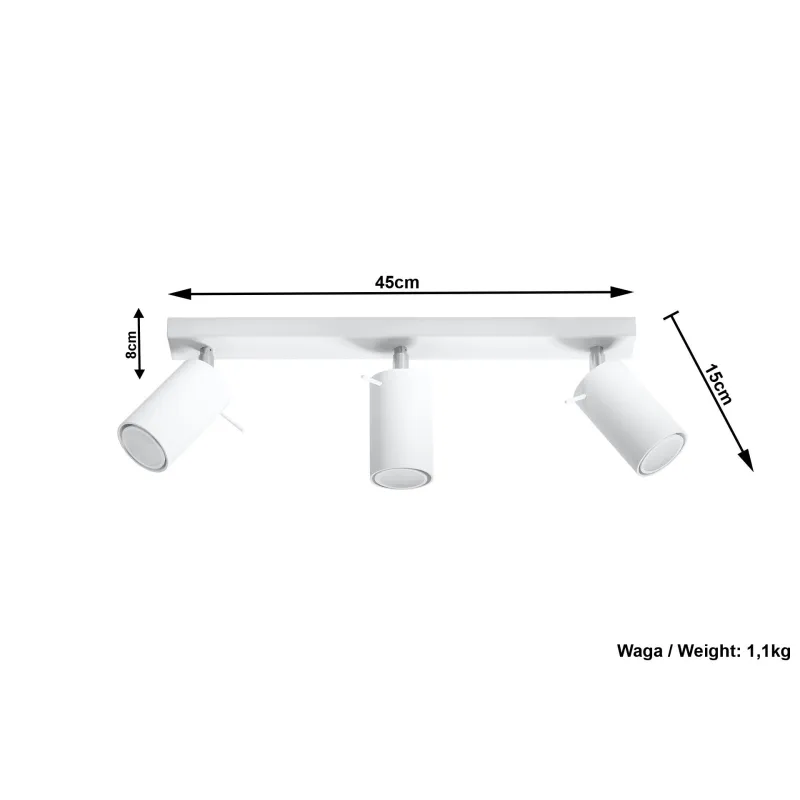 Plafonnier RING 3, acier, blanc, GU10 - Pas cher