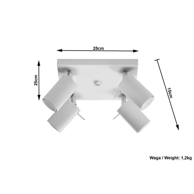 Plafonnier RING 4, acier, blanc, GU10 - Pas cher