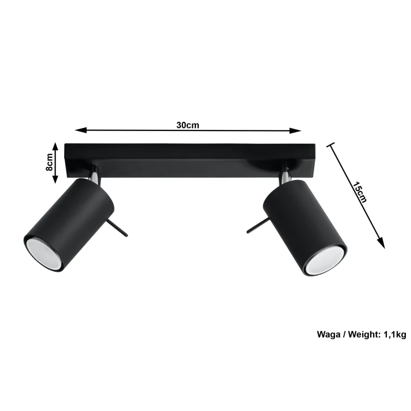 Plafonnier RING 2, acier, noir, GU10 - Pas cher