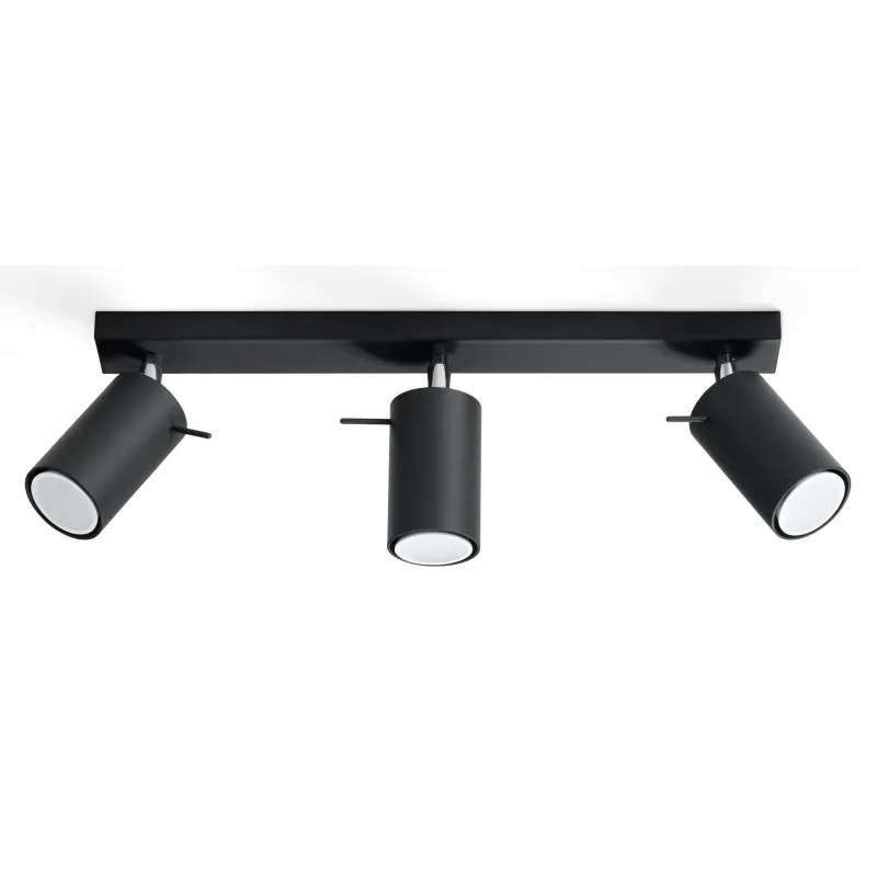 Plafonnier RING 3, acier, noir, GU10 - Pas cher