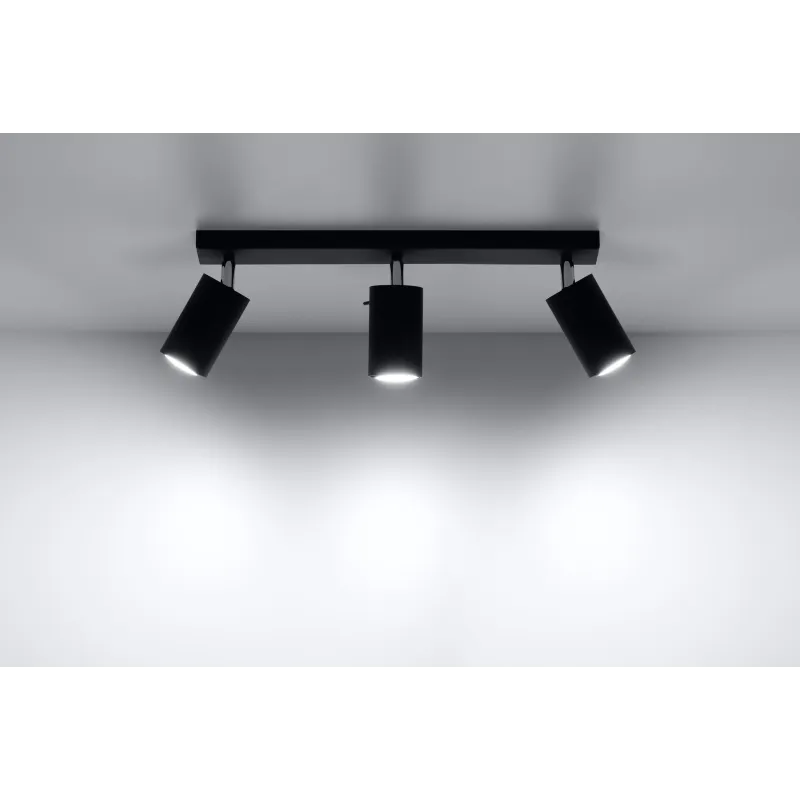 Plafonnier RING 3, acier, noir, GU10 - Pas cher