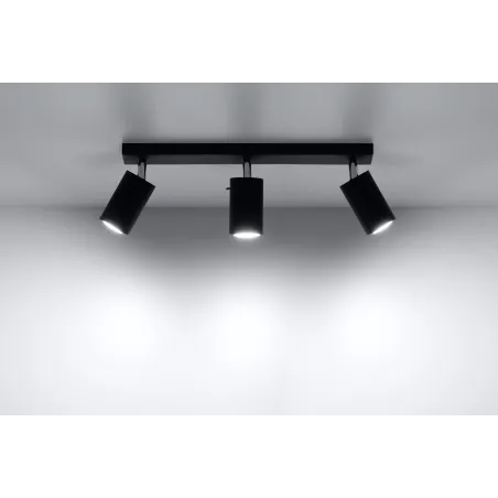 Plafonnier RING 3, acier, noir, GU10 - Pas cher