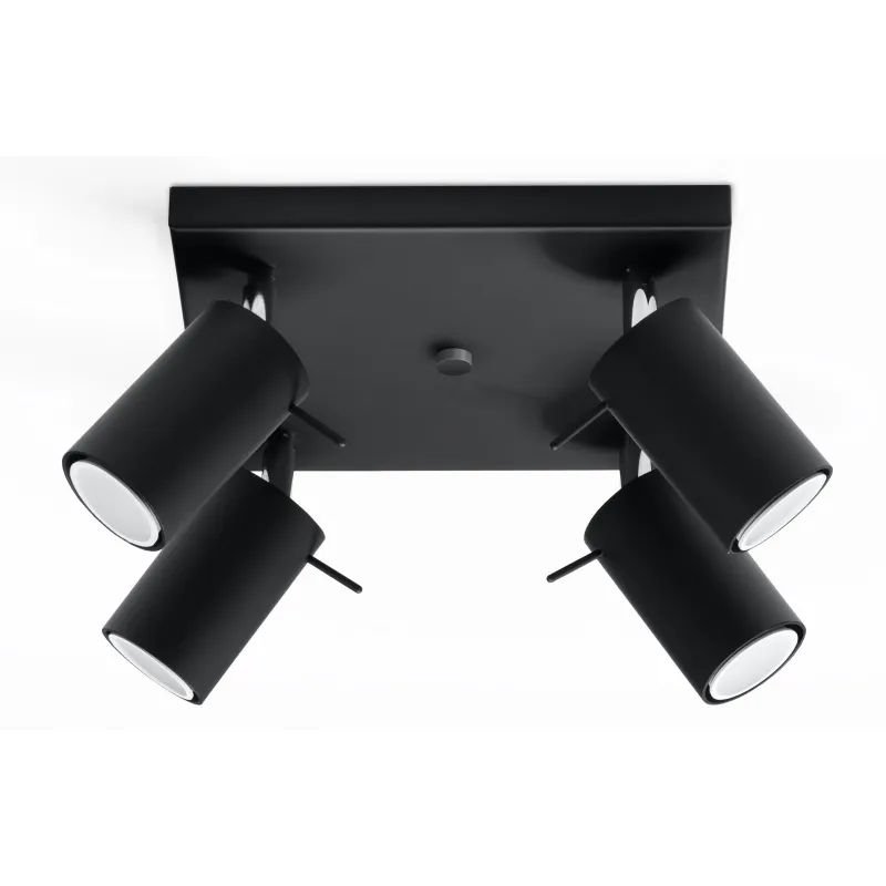 Plafonnier RING 4, acier, noir, GU10 - Pas cher