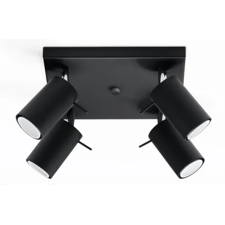 Plafonnier RING 4, acier, noir, GU10 - Pas cher