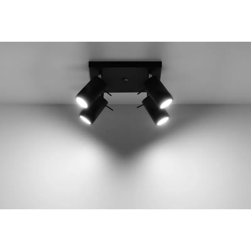 Plafonnier RING 4, acier, noir, GU10 - Pas cher