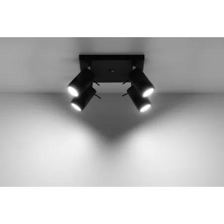 Plafonnier RING 4, acier, noir, GU10 - Pas cher