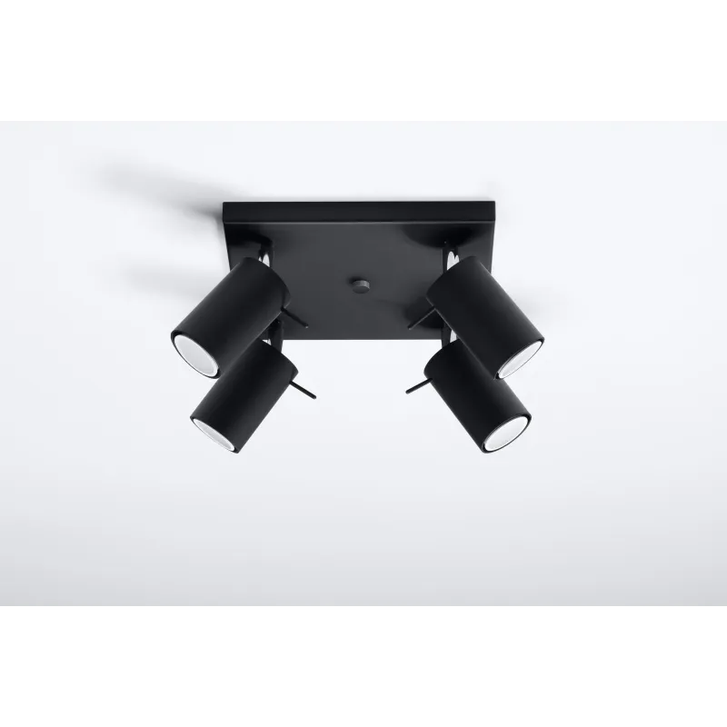 Plafonnier RING 4, acier, noir, GU10 - Pas cher