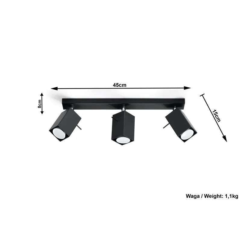 Plafonnier MERIDA 3, acier, noir, GU10 - Pas cher
