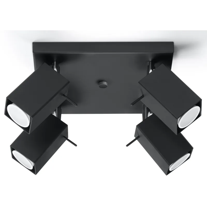 Plafonnier MERIDA 4, acier, noir, GU10 - Pas cher