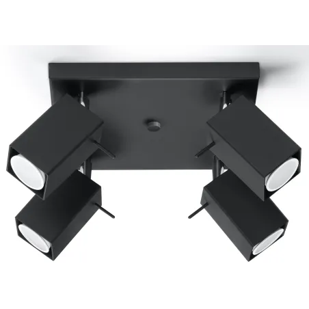 Plafonnier MERIDA 4, acier, noir, GU10 - Pas cher