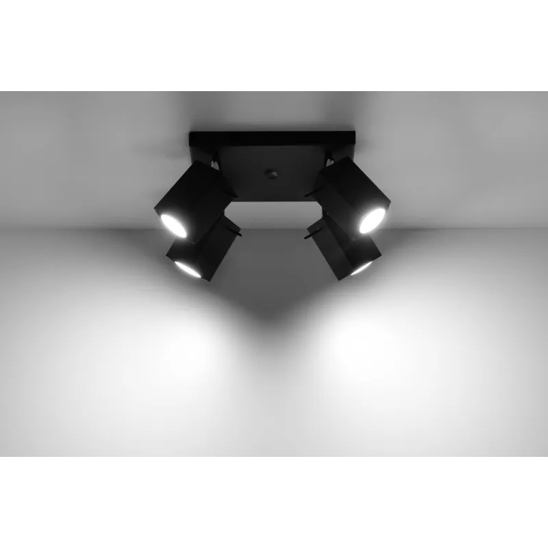 Plafonnier MERIDA 4, acier, noir, GU10 - Pas cher