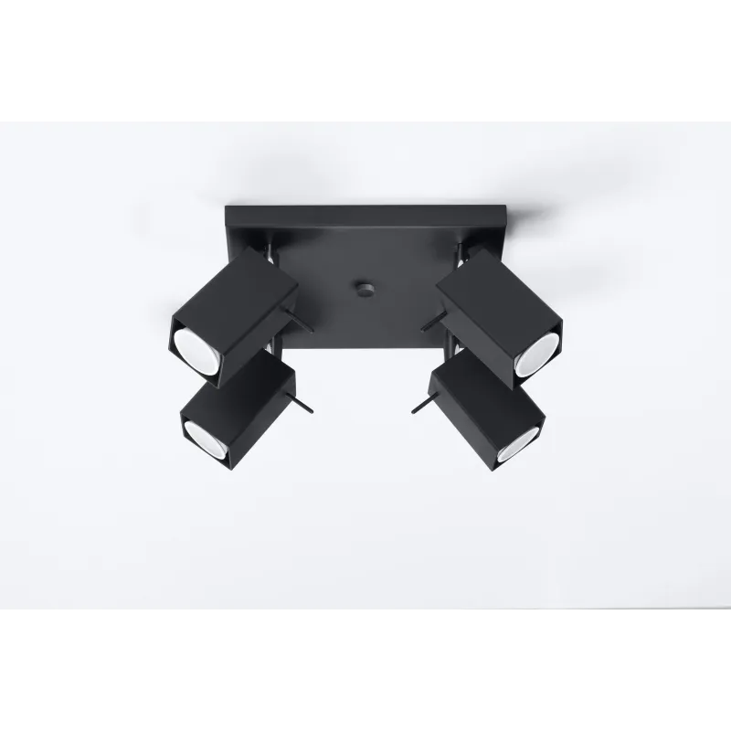 Plafonnier MERIDA 4, acier, noir, GU10 - Pas cher