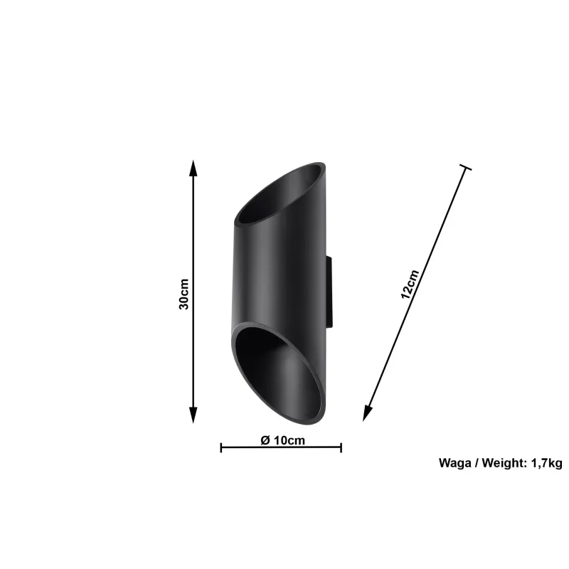 Applique PENNE 30, aluminium, noir - Pas cher