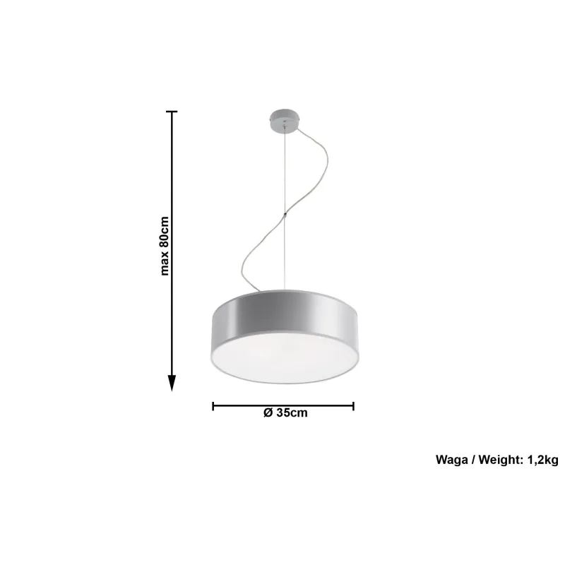 Suspension ARENA 35, PVC, gris, E27 - Pas cher