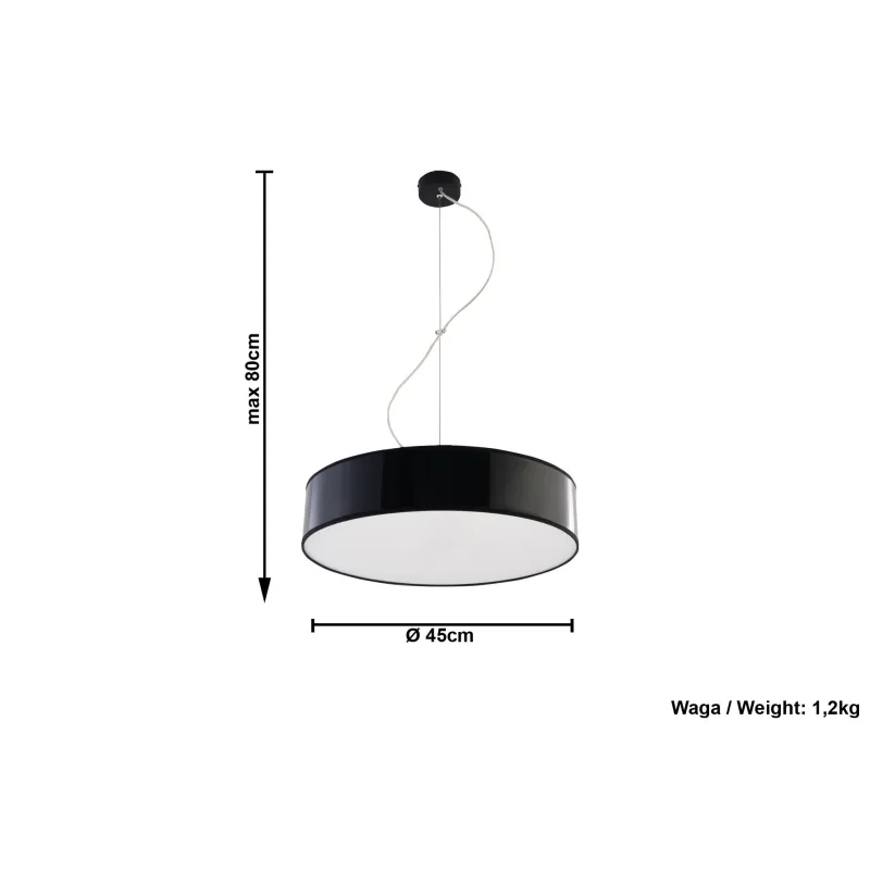 Suspension ARENA 45, PVC, noir, E27 - Pas cher