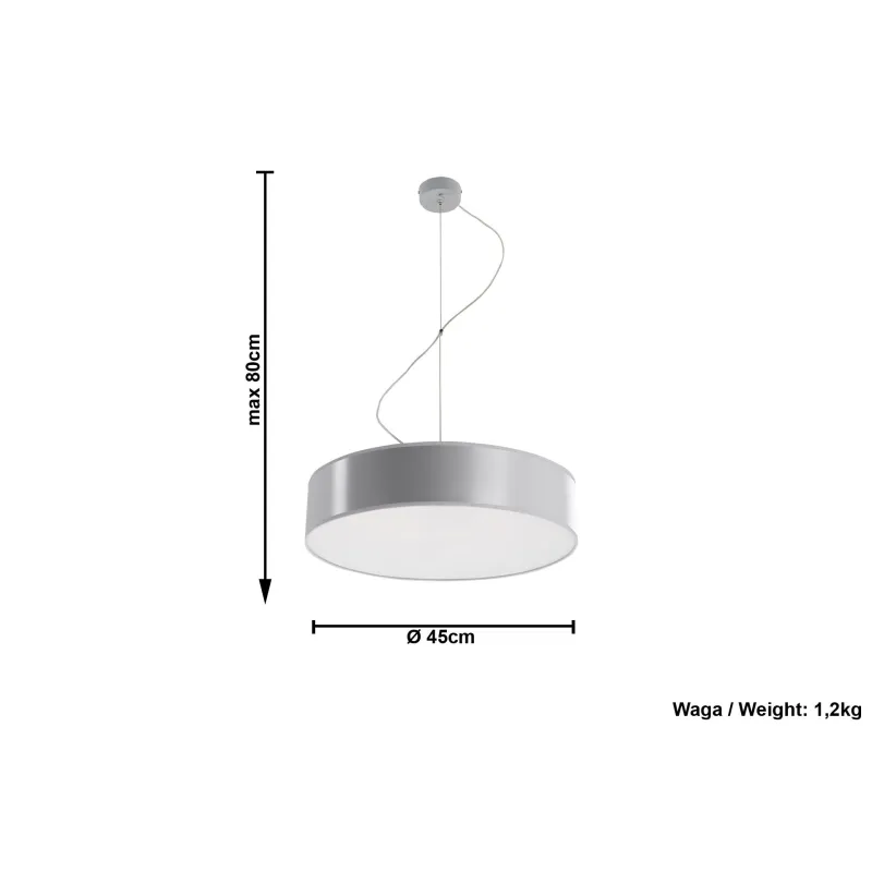 Suspension ARENA 45, PVC, gris, E27 - Pas cher