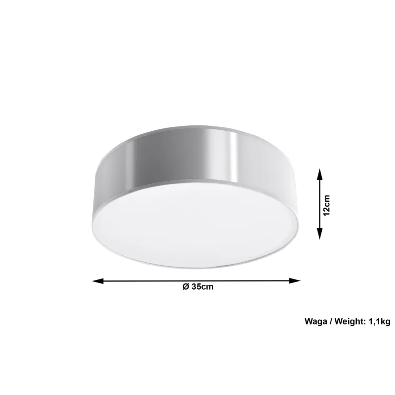 Plafonnier ARENA 35, PVC, gris, E27 - Pas cher
