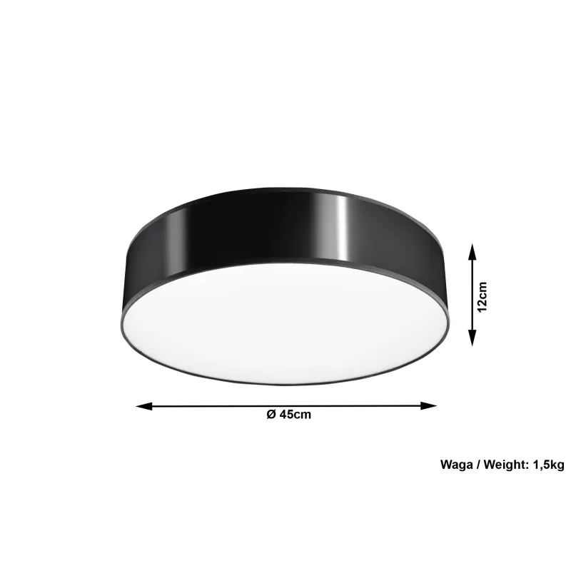 Plafonnier ARENA 45, PVC, noir, E27 - Pas cher